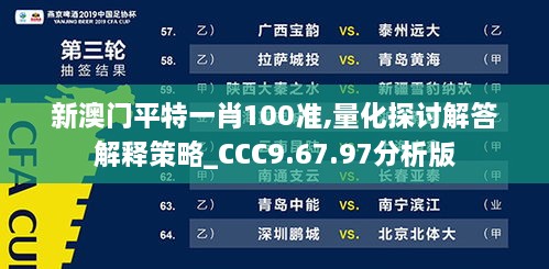 新澳門(mén)平特一肖100準(zhǔn),量化探討解答解釋策略_CCC9.67.97分析版