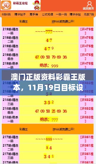 澳門(mén)正版資料彩霸王版本，11月19日目標(biāo)設(shè)定與解答實(shí)施_FRV1.40.42優(yōu)雅版