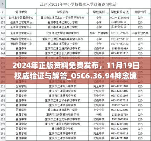 2024年正版資料免費發(fā)布，11月19日權威驗證與解答_OSC6.36.94神念境