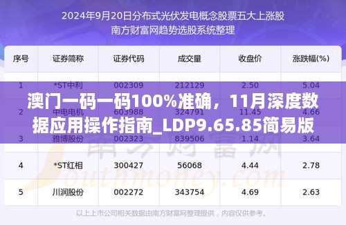 澳門一碼一碼100%準確，11月深度數(shù)據(jù)應(yīng)用操作指南_LDP9.65.85簡易版