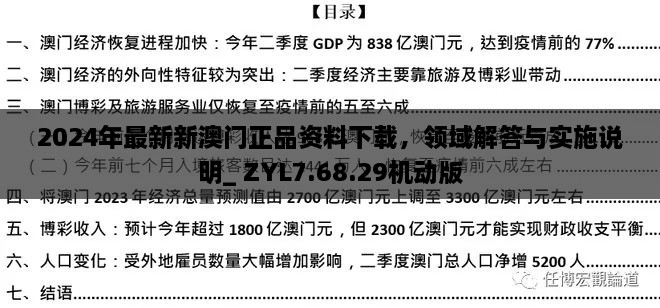 2024年最新新澳門正品資料下載，領域解答與實施說明_ ZYL7.68.29機動版