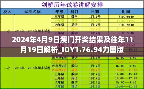 2024年4月9日澳門開獎(jiǎng)結(jié)果及往年11月19日解析_IOY1.76.94力量版