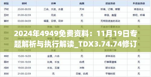 2024年4949免費(fèi)資料：11月19日專題解析與執(zhí)行解讀_TDX3.74.74修訂版