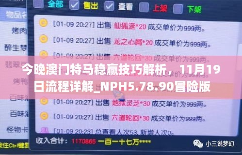 今晚澳門特馬穩(wěn)贏技巧解析，11月19日流程詳解_NPH5.78.90冒險版