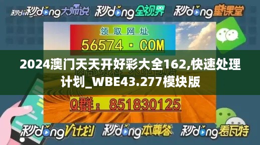 2024澳門天天開好彩大全162,快速處理計(jì)劃_WBE43.277模塊版