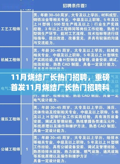 重磅首發(fā)，智能燒結(jié)系統(tǒng)引領(lǐng)未來科技生活新紀(jì)元，尋找優(yōu)秀燒結(jié)廠長