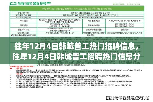 韓城普工招聘熱門信息解析，影響與個(gè)人立場探討（往年12月4日）