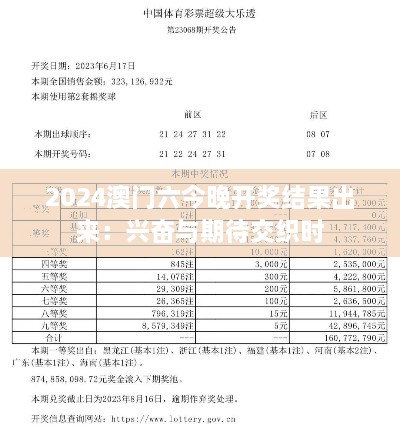 2024澳門六今晚開獎結(jié)果出來：興奮與期待交織時