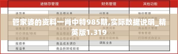 管家婆的資料一肖中特985期,實(shí)際數(shù)據(jù)說(shuō)明_精英版1.319