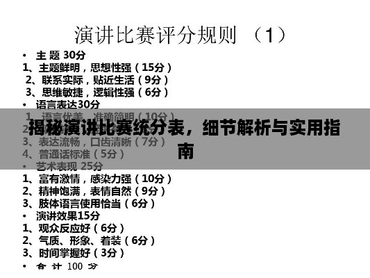 揭秘演講比賽統(tǒng)分表，細(xì)節(jié)解析與實(shí)用指南