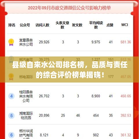 縣級(jí)自來(lái)水公司排名榜，品質(zhì)與責(zé)任的綜合評(píng)價(jià)榜單揭曉！