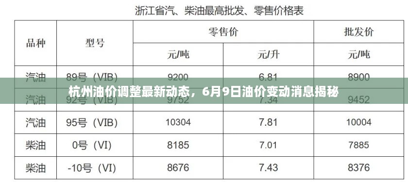 杭州油價調(diào)整最新動態(tài)，6月9日油價變動消息揭秘