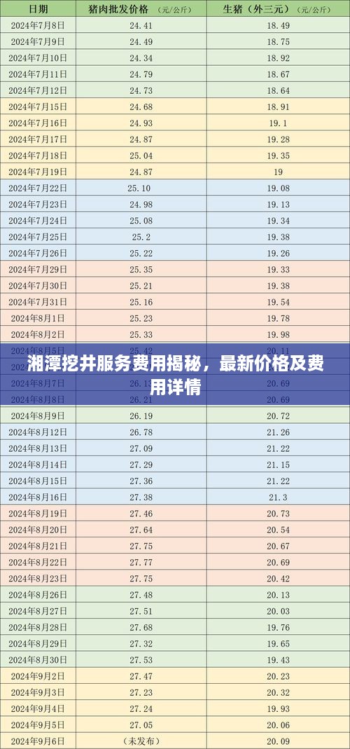 湘潭挖井服務(wù)費(fèi)用揭秘，最新價(jià)格及費(fèi)用詳情